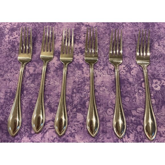 Wallace American Tradition 18/10 Stainless Dinner Forks Fork Set Of 6 Flatware - Picture 1 of 4